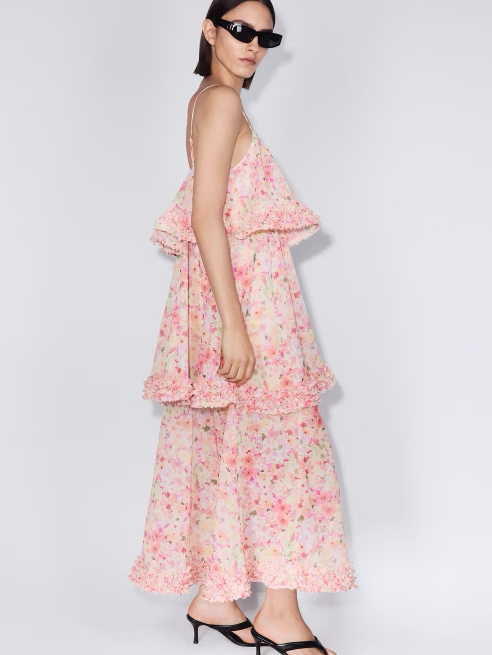 H&M Viral Ruffle Detail Tiered Dress